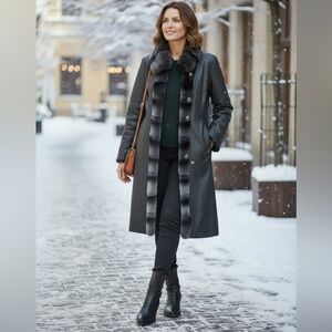 Blue Duck reversible real fur and nylon weather resistant swing coat - black